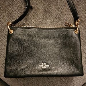 Black Coach pebbled leather crossbody purse